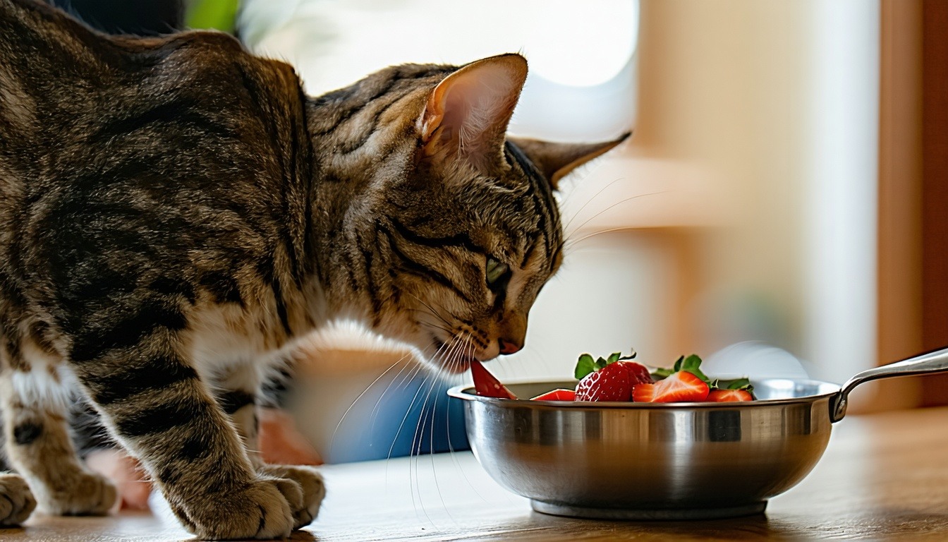 A cat being fed during a drop-in visit